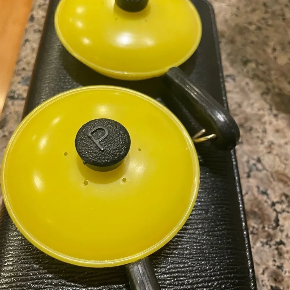 Vintage Yellow Frying Pan Salt and Pepper Shakers Hong Kong